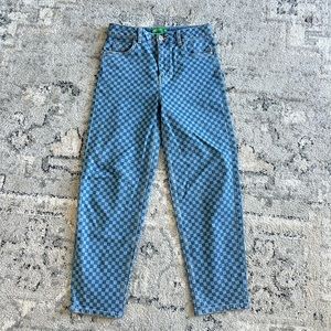 Women’s Authentic United Colors of Benetton checkered jeans, size 26 waist